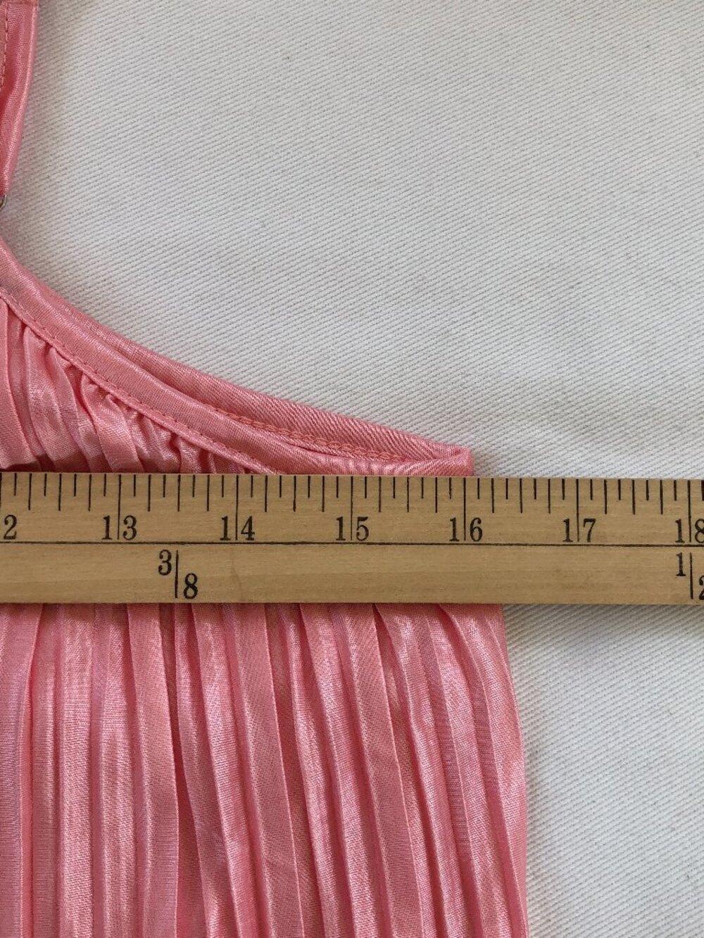 Pink Satin Accordion Pleated Maxi Dress Spaghetti Straps Medium - Picture 7 of 9